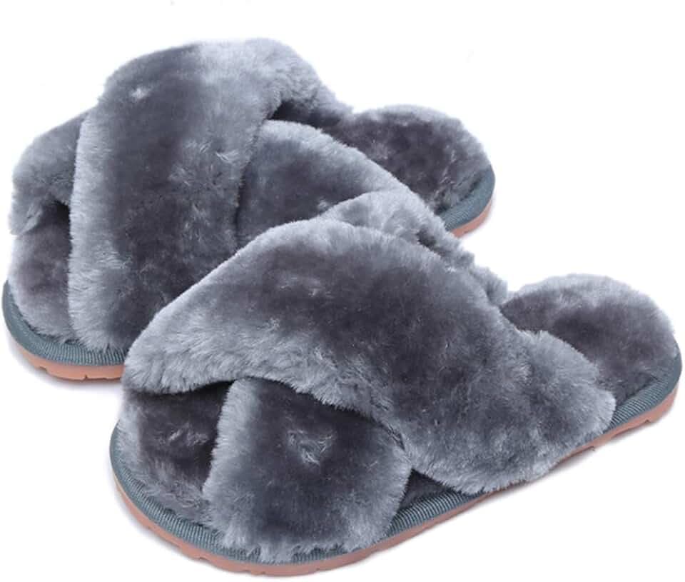 Hausschuhe Damen Plüsch Winter Flauschig Pantoffeln Warm Bequeme Slippers Offener Zeh Haus Kuschelig Hausschuhe für Damen