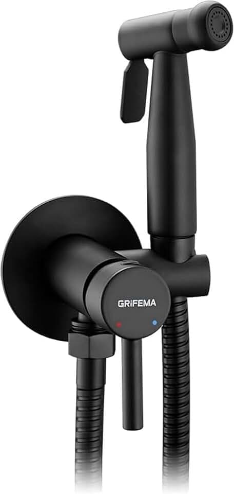 GRIFEMA WC-Bidetbrause Schwarz, Einhebelmischer, Warm/Kalt, G1/2