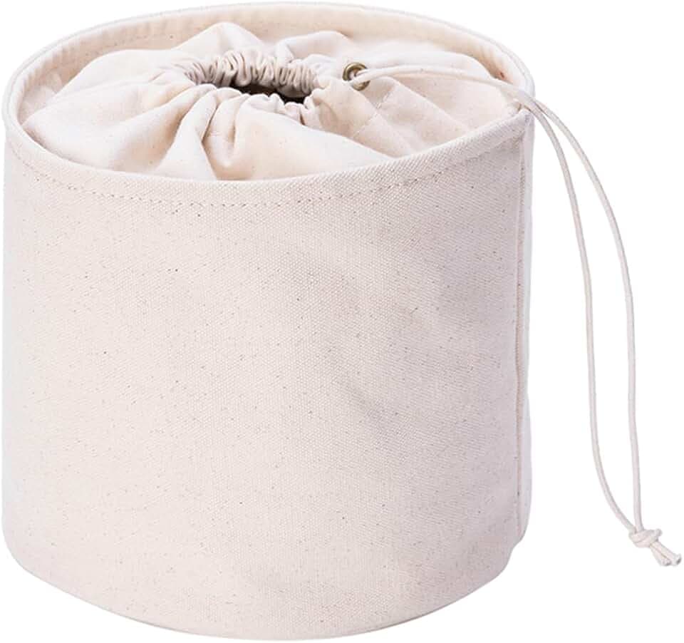 YONBEN Hoher Geldbörsen-Organizer-Einsatz für Damen, Segeltuch, rund, Handtaschen-Organizer, runde Kosmetiktasche, Eimer, Make-up-Tasche (Beige, L)
