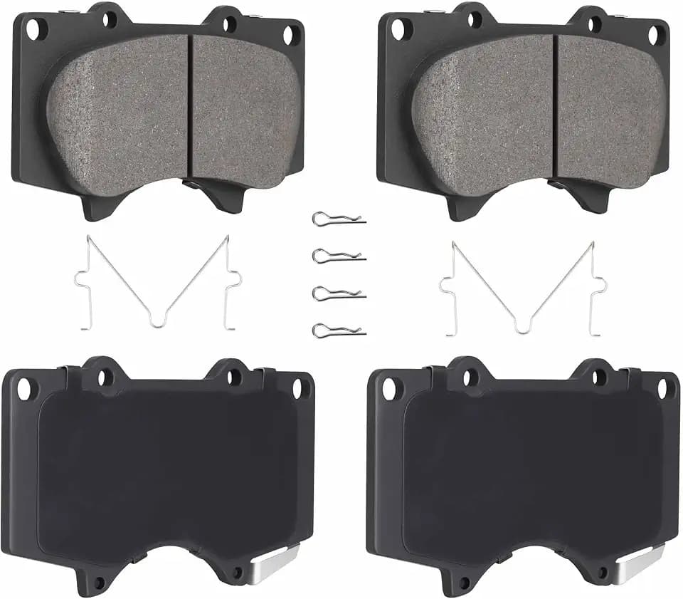ILONPA Front Ceramic Disc Brake Pads Set for Toyota 4Runner 2003-2022, Tacoma 2005-2022, Tundra 2000-2006, FJ Cruiser 2007-2014, Sequoia 2001-2007, for Lexus GX460 GX470 4PCS(With Hardware)