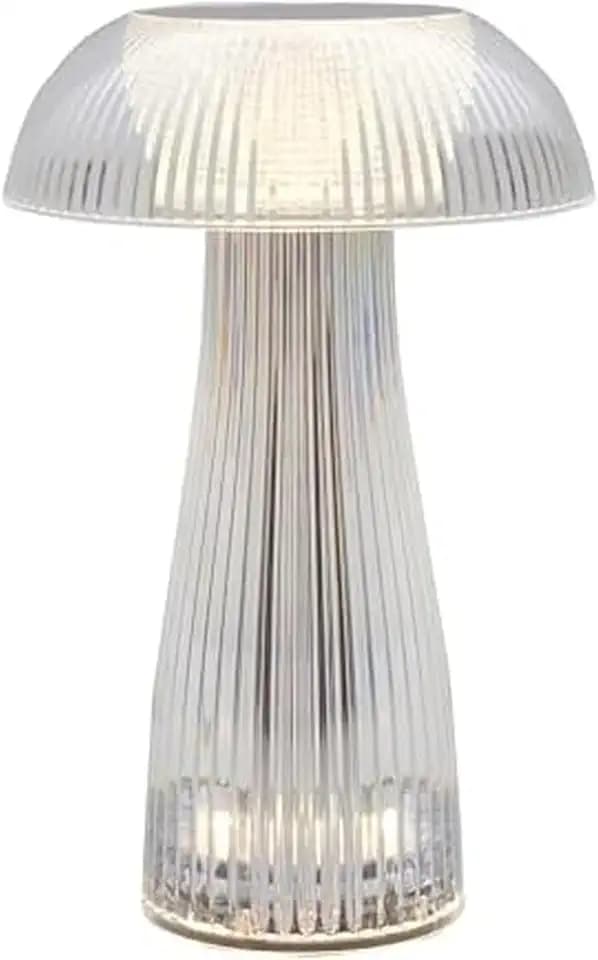 Mikasa Clear Acrylic Mushroom LED Rechargeable Cordless Lamp, 6.9x6.9x10.2 Inch