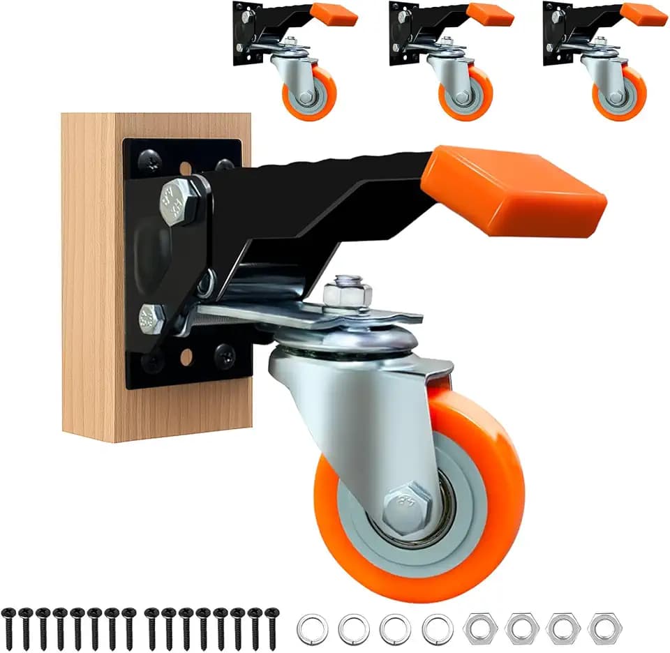 65MM Werkbankrollen, 4er Set Schwerlastrollen Transportrollen für Werkbank bis 300 kg, Möbelrollen Lenkrollen mit Hebe- und Senkfunktion für Werkbänke, Maschinen, Tische