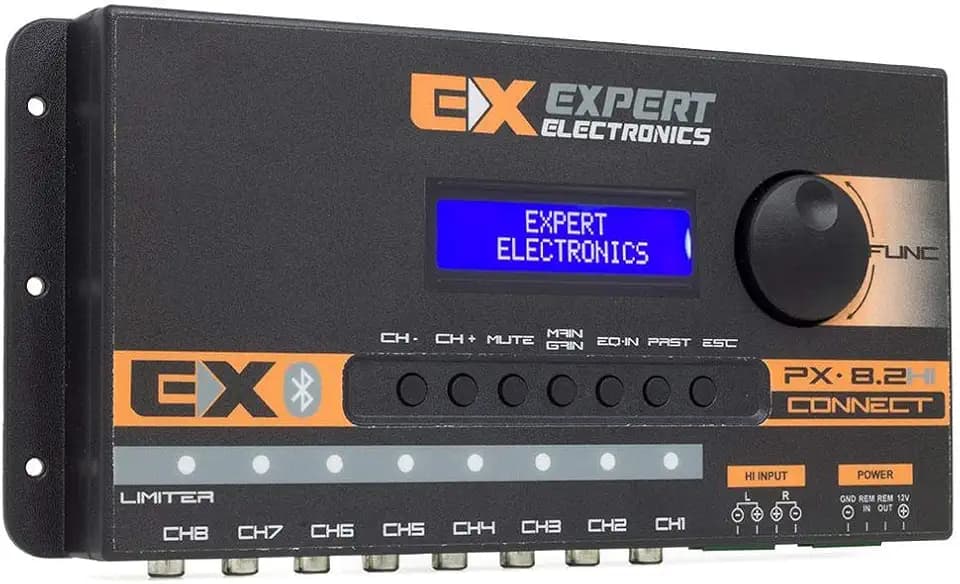 EXPERT PX8.2CONNECTHILO HI to Low RCA Outputs 8-Channel, 15-Band Audio Processor Equalizer Car Speaker Systems, Black