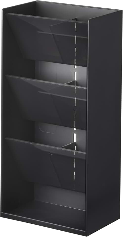 YAMAZAKI 5604 TOWER Makeup Storage Case, black, ABS Resin/Polycarbonate/Silicone, 12 x 7.7 x 25 cm