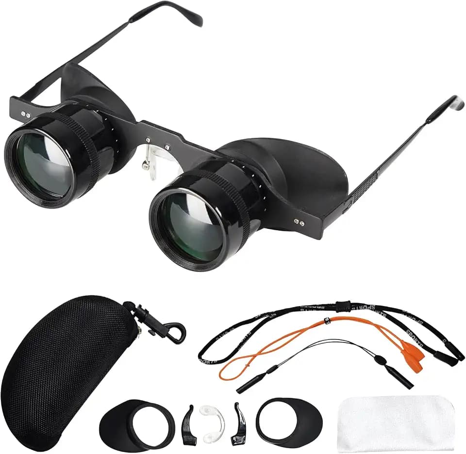 Hands-Free Binocular Glasses for Enhanced Viewing - HD Clarity, Lightweight & Portable, Adjustable Focus, Perfect for Bird Watching, Sports, Concerts, Vision Impairment - User-Friendly