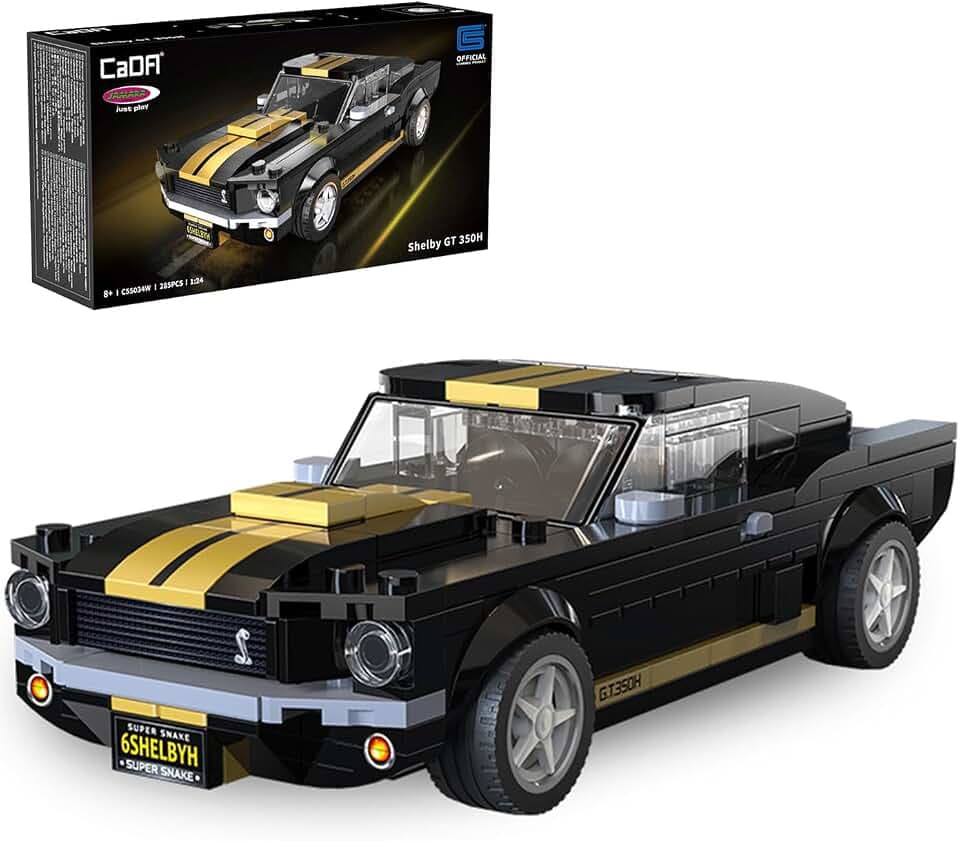 JAMARA 402883 CADA Shelby GT 350 H 1:24 Bricks - Spielzeug Modellauto, Sportrennwagen für Kinder ab 8 Jahre, Geschenkidee Jungen und Mädchen, Detailgetreues Design, Bedruckte Bauteile