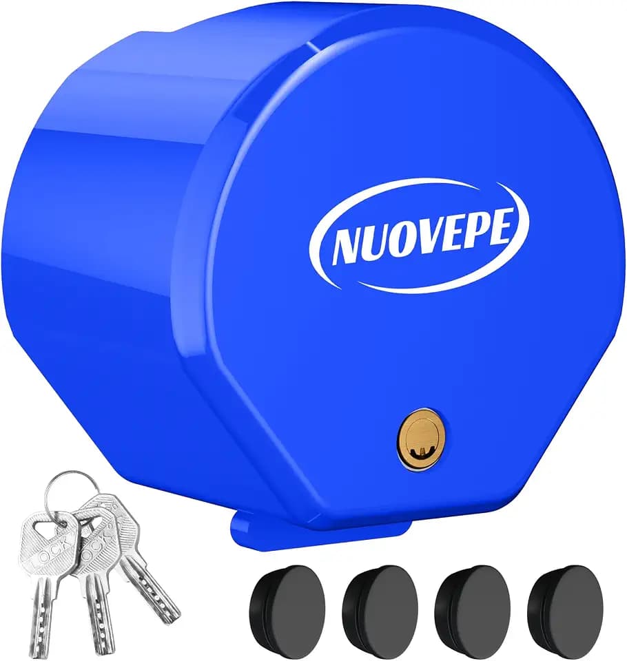 Heavy Duty Anti Theft Trailer Lock, Universal Fit 1-7/8", 2" and 2-5/16" Couplers, Reinforced Solid Steel Tow Lock for Trailer Tongue, Hitch Lock for RV, Cargo, Boat, Camper, Utility (Blue)
