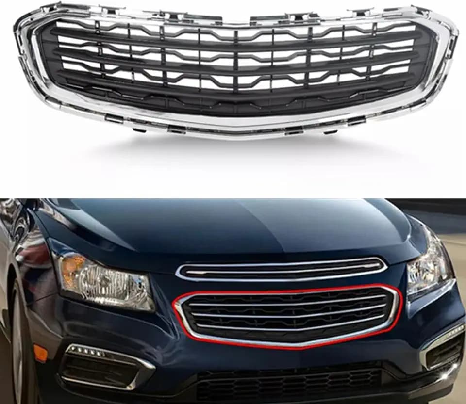 Karmoxs Front Grill Center Bumper Grille Trim Fit for Chevrolet Cruze 2015 and Cruze Limited 2016 Chrome Grill