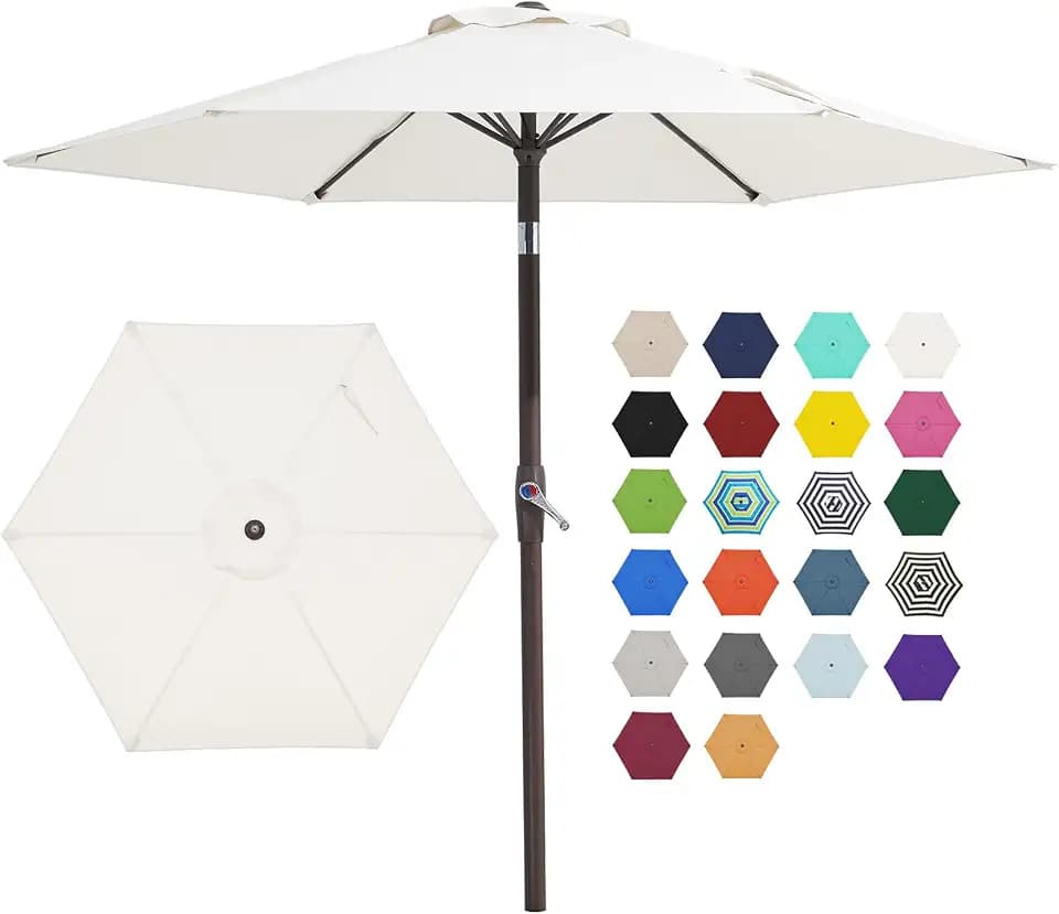 JEAREY 7.5 ft Outdoor Patio Umbrella, Table Umbrella, Cream White