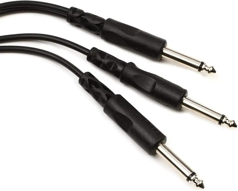 Hosa CYP-105 Y Cable, 1/4" TS to Dual 1/4" TS, 5 Feet