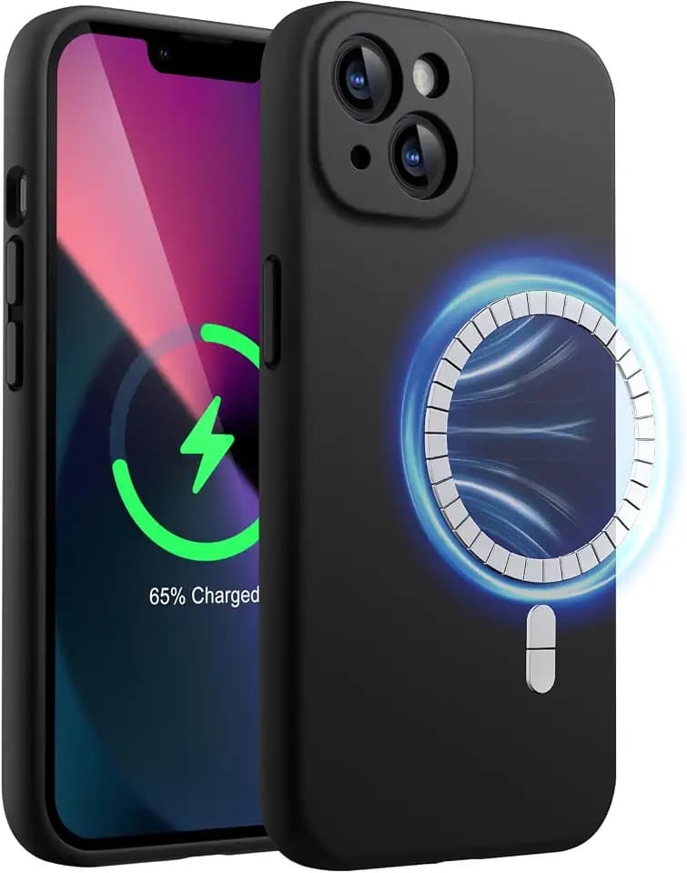 JETech Magnetische Silikon Hülle für iPhone 13, Schwarz