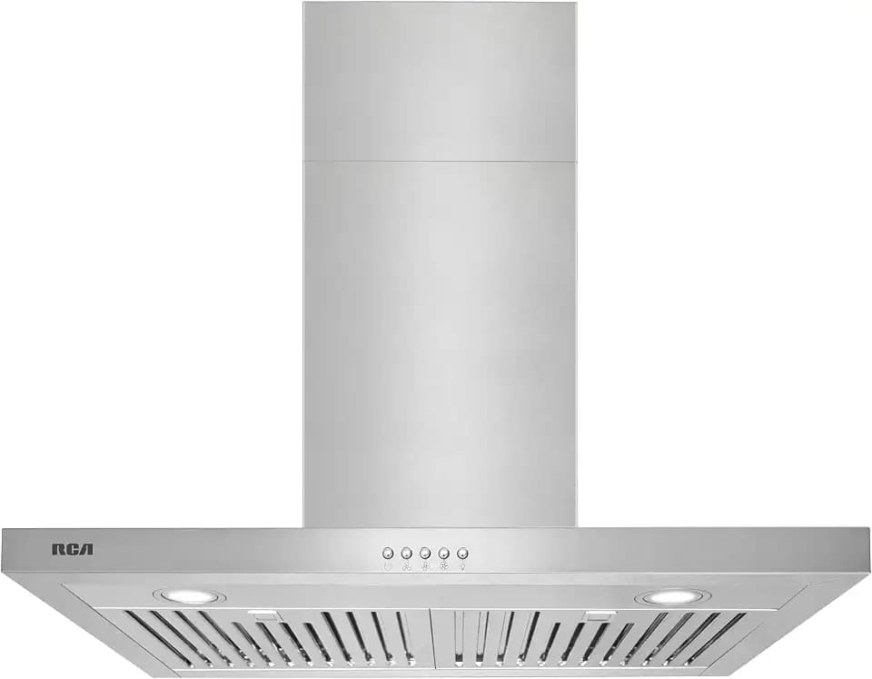 RCA R-RHWM3S30BSS 30 in. Sterling Collection 400 CFM Ducted T-Shape Wall Mount Range Hood, Push Buttons, LEDs, Stainless Steel