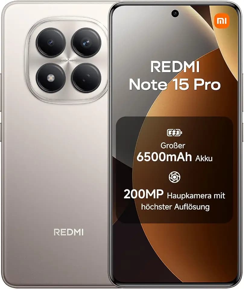 XIAOMI REDMI Note 15 Pro Smartphone 8+256GB, 6500mAh, 200MP Kamera Titanium