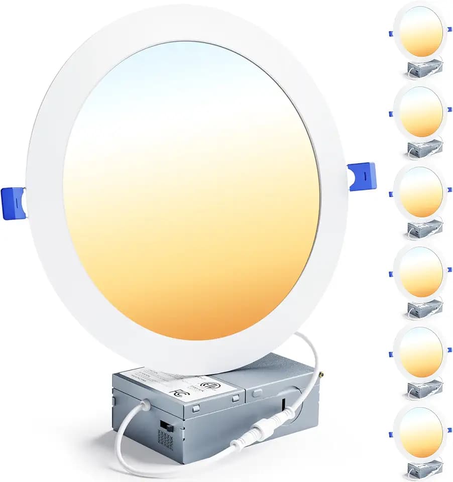 Ensenior 6 Pack 7 Inch LED Recessed Ceiling Light, 5CCT, 1600LM 15W 120V