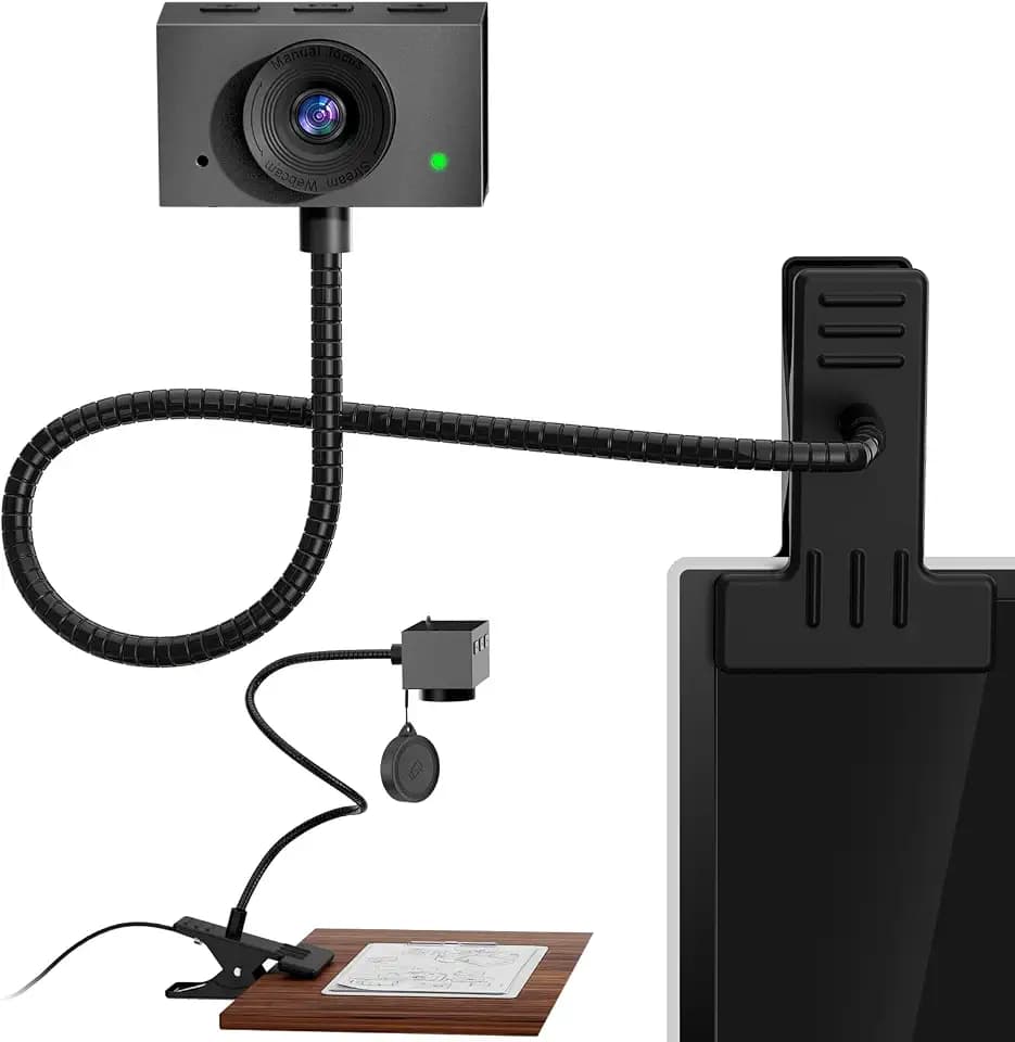 Eye Contact Webcam for PC,1080P Center Cam with Microphone Plug & Play Computer Camera with Adjustable Gooseneck,Middle Screen Webcam for Zoom,Video Call, Skype, Teams