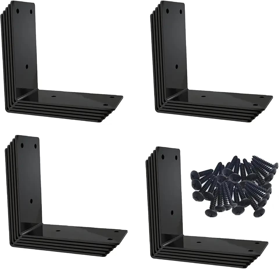 L Bracket,Raised Garden Bed Corner Brackets,Heavy Duty Corner Brace,Stainless Steel Shelf Bracket,Black Large Angle Brackets, Metal Iron Bracket for Wood Aufuga (20)