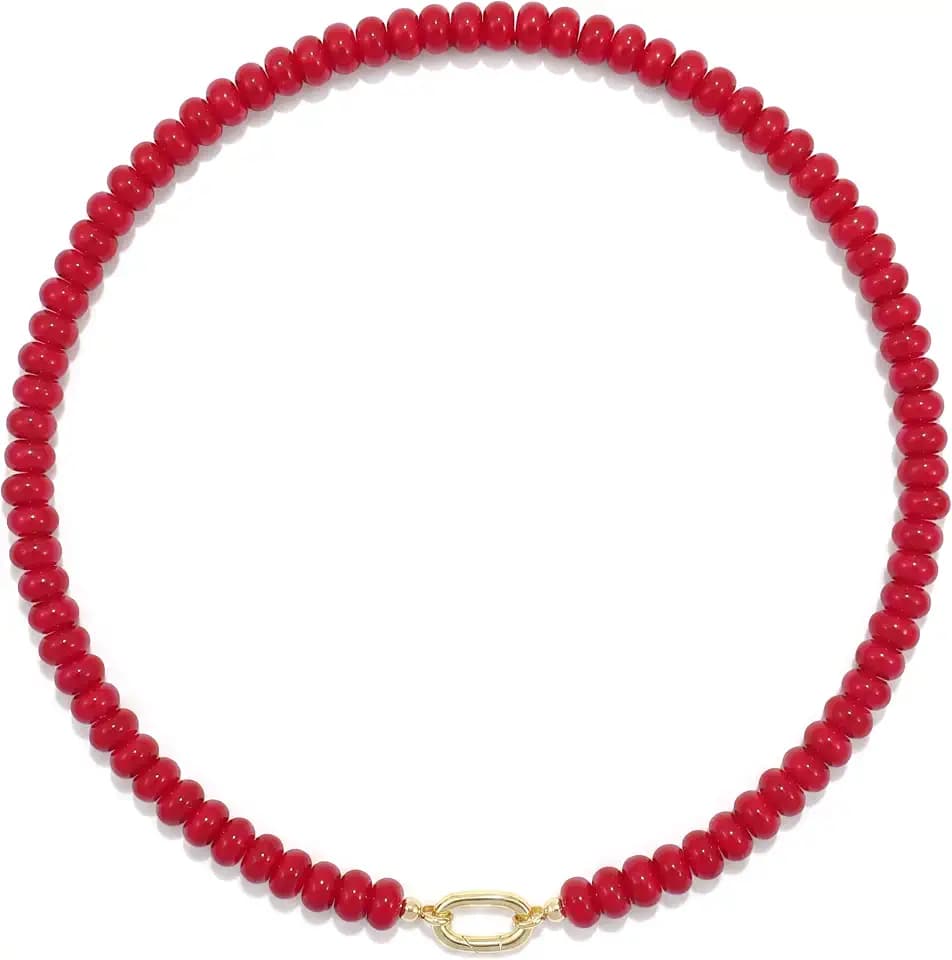 Red beaded necklace for women