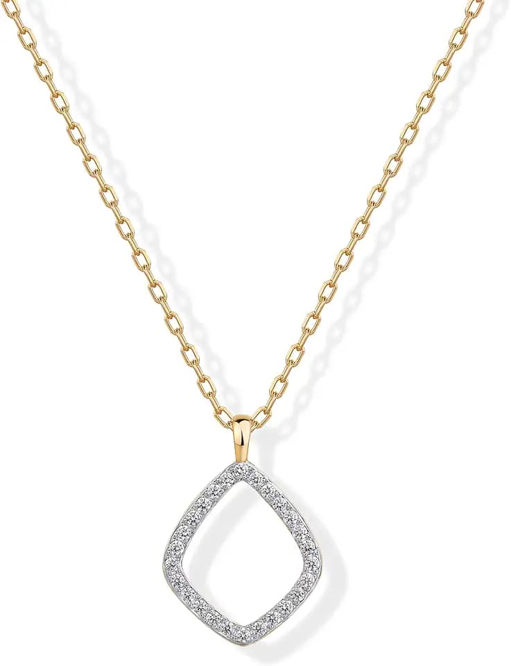 PAVOI 14K Gold Plated Teardrop Pendant Necklace for Women, Two Tone Pendant
