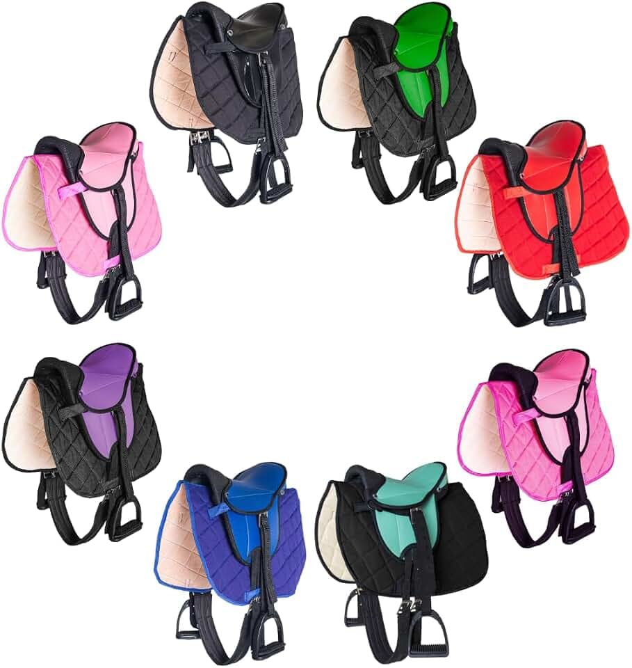PFIFF 103106 Sattelset für Shettys oder Holzpferde, Komplettset, Kindersattel, Schwarz