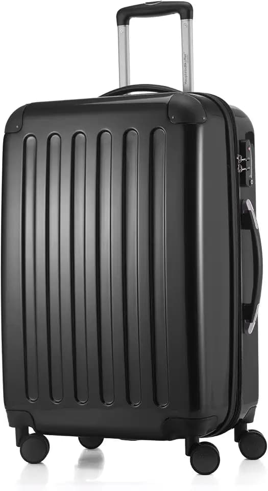 Hauptstadtkoffer ALEX - Erweiterbarer Hartschalenkoffer 65 cm (74 L) mit TSA-Schloss - robuster Trolley-Reisekoffer mit 4 Doppelrollen, Schwarz
