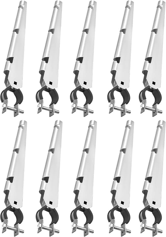 VEVOR Übersteigschutz Zaunerhöhung, 10er-Pack, Stacheldrahtabweiser 375 mm, Stacheldrahthalter für 3,3 cm bis 3,8 cm Maschendrahtzäune, Ω-Halterungsdesign, Stacheldrahtarm aus verzinktem Stahl