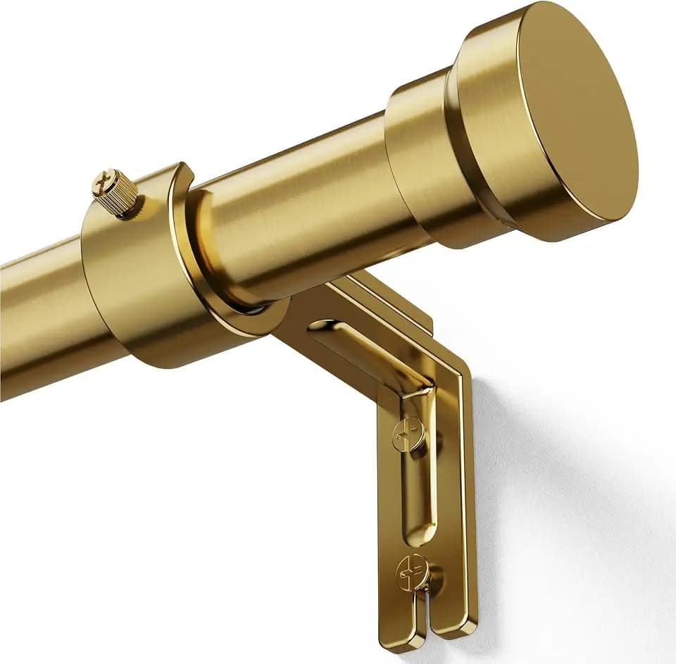YaFex Curtain Rods 32-144 Inch, Heavy Duty 1 Inch Adjustable Curtain Rod for Windows, Warm Gold Extra Long Window Treatment Rods, Modern Design, Easy Installation