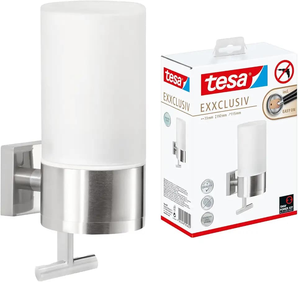 tesa EXXCLUSIV Seifenspender-Set - 230 ml - 73 mm x 192 mm x 115 mm