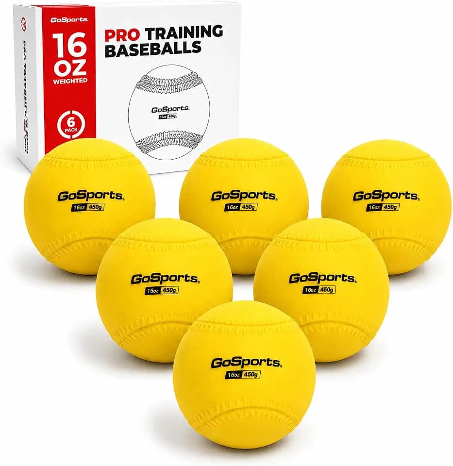 GoSports 16 oz Weighted Training Baseballs, 6 Pack - Choose Standard or PRO