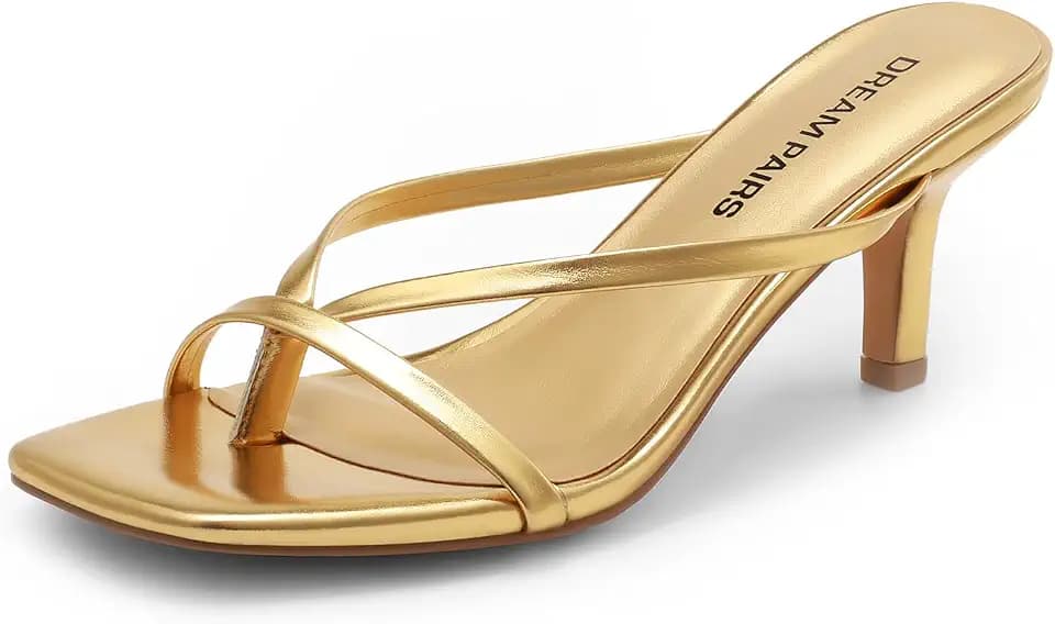DREAM PAIRS Women's Flip-Flops Kitten Heels Sandals