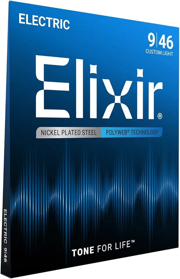 Elixir® Saiten E-Gitarrensaiten mit POLYWEB® Beschichtung, Custom Light (.009-.046)