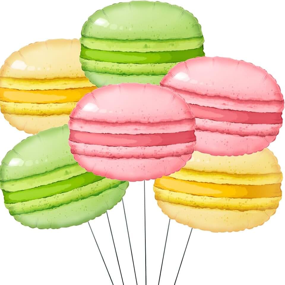 6Pcs Pink Green Yellow Pastel Macaron Balloons, Candyland Balloons for Girl Birthday, Candyland Decorations, One Two Sweet Birthday Decoration,Floral Tea Party,Candy Christmas Party