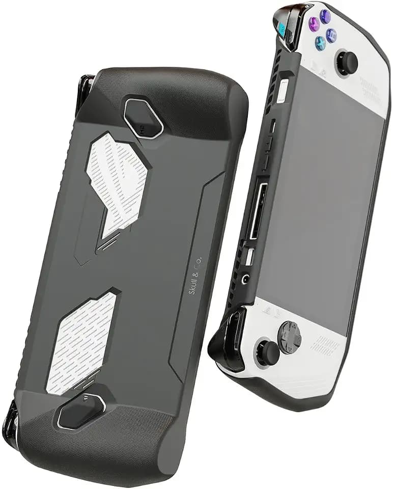 SAVAGE RAVEN Skull & Co. GripCase Ally for ROG Ally (2023 Model): A Soft Protective Case with Textured Grips Full Protection and Stand, Shock-Absorption Non-Slip and Anti-Scratch Cover Design - Black