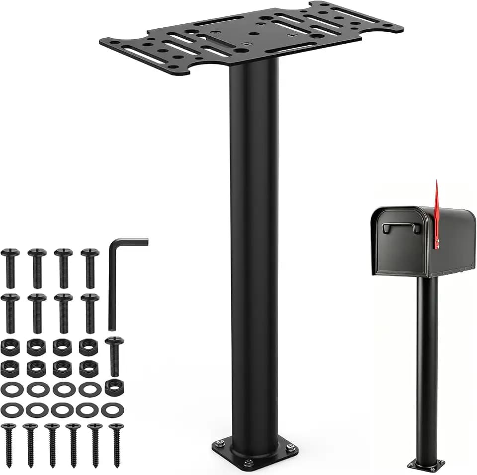 43" Black Metal Mailbox Post for Outside