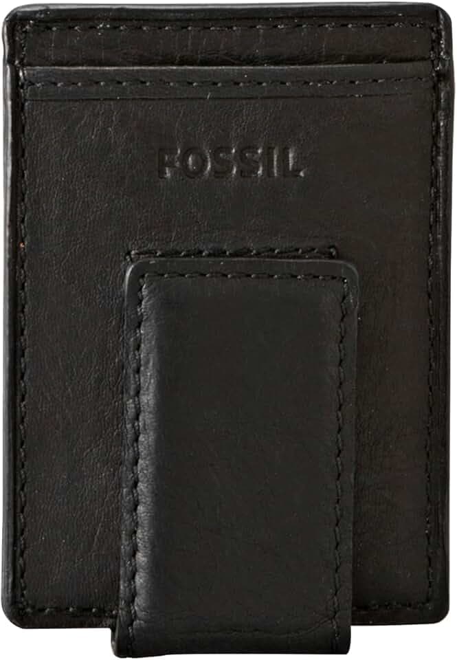 Fossil Men's Leather Minimalist Magnetic Card Case with Money Clip Front Pocket Wallet for Men