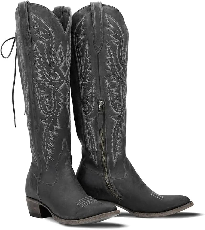 MissHeel Over the Knee Cowboy Boots for Women Adjustable Thigh High Cowgirl Boots