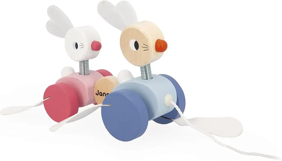 Janod J08207 Wooden Pull-Along Rabbit Family, Einheitsgröße