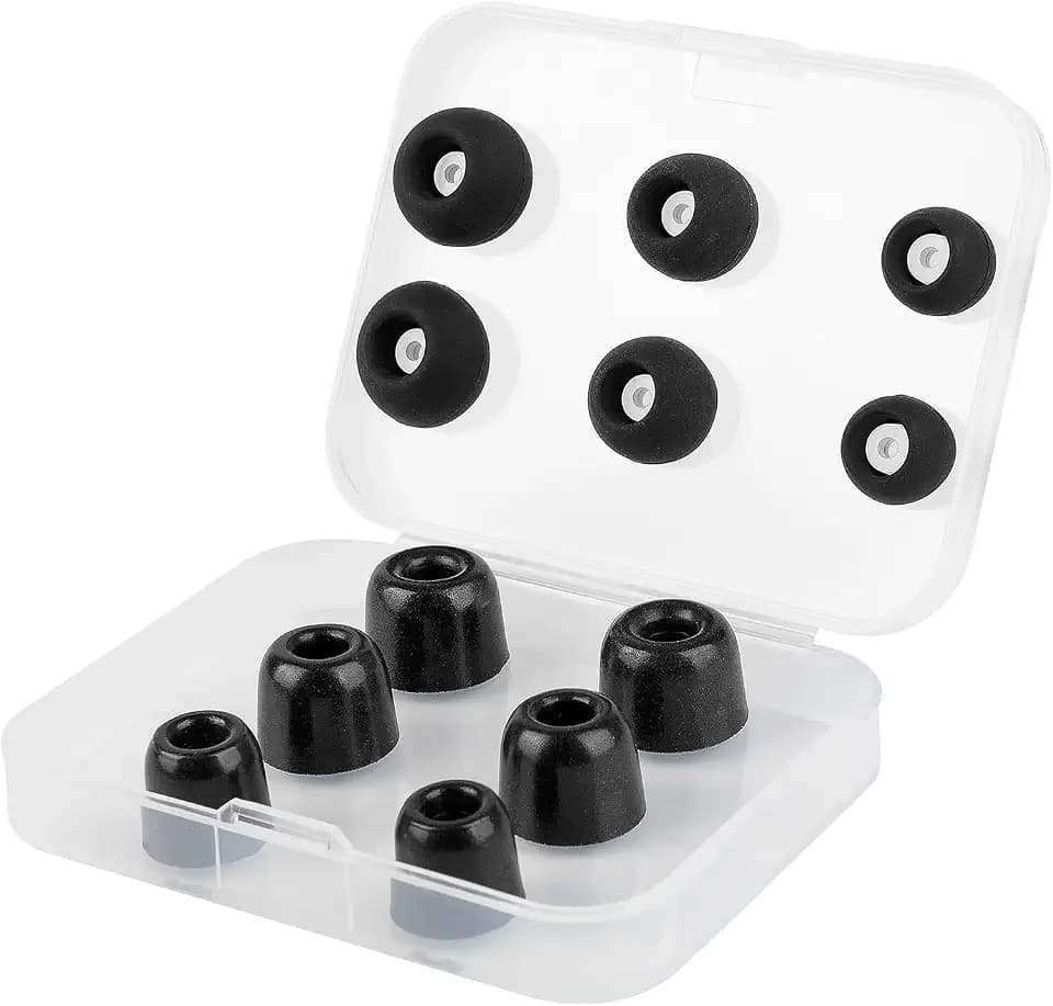 KZ ZS10 Pro Earbud Tips, 3 Pairs Memory Foam + 3 Pairs Rubber IEMS Tips, KBEAR FT01 Noise Isolation in Ear Monitor Eartips for Shure, KZ ZSN PRO X AS10, CCZ Melody, KBEAR KS1, CCA CRA (S/M/L, Black)