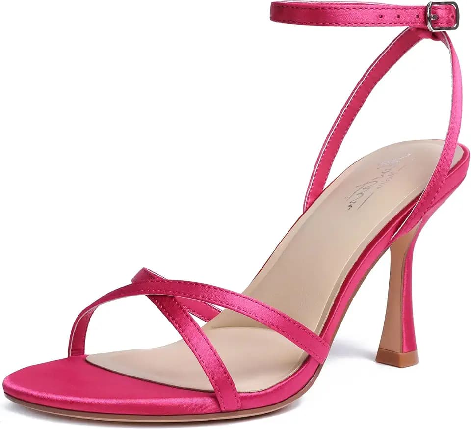 Mostrin Strappy Heels for Women Ankle Strap Heels Women's Heeled Sandals for Party Prom Wedding