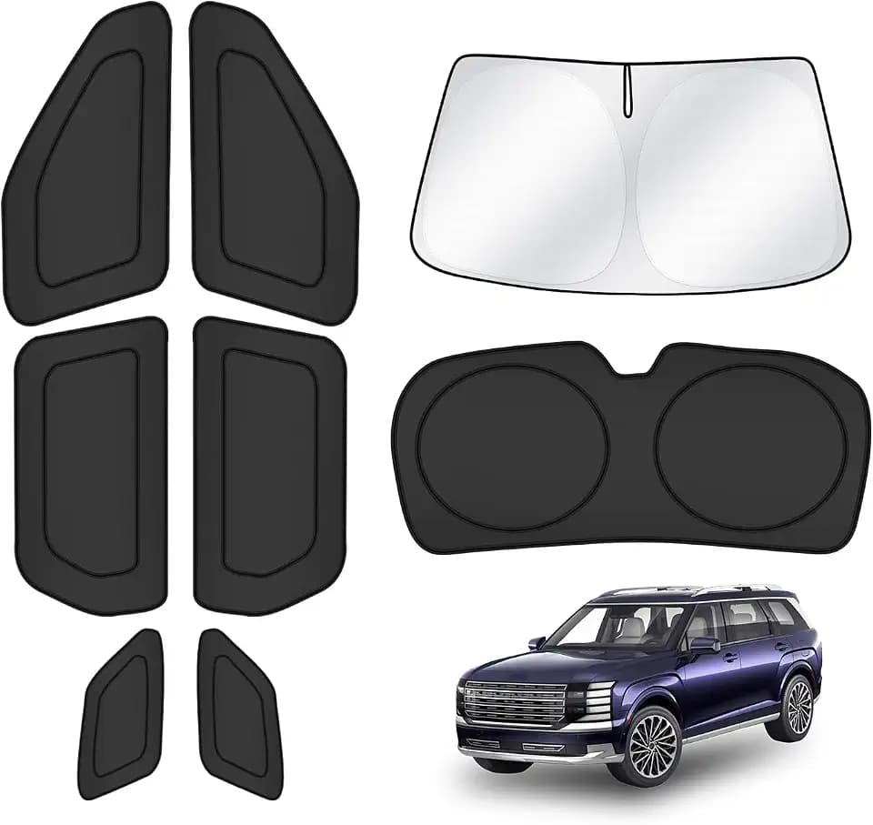 T TGBROS Windshield Sun Shade for Hyundai Palisade LX3 2026 Car Window Shades Thicken UV Block and Blackout Privacy Foldable Sunshades 8PCS Accessories Keep Cool Sun Visor Covers