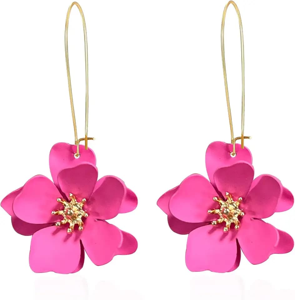 YUNXI Unique Boho Flower Dangle Earrings Exaggerated Layered Floral Petal Drop Dangle Statement Stud Earring for Women Jewelry with Box