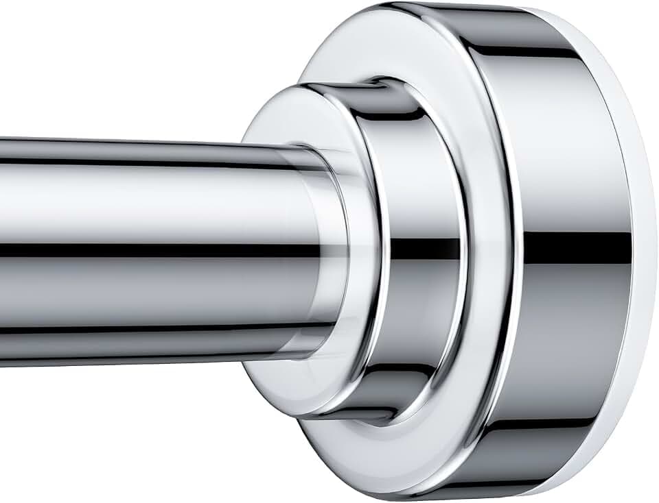 TEECK Shower Curtain Rod, 32-80 inch Adjustable Spring Tension Curtain Rod, Never Rust Anti-Slip Shower Curtain Rod for Bathroom, No Drilling, Never Collapse, Easy to Use, Silver