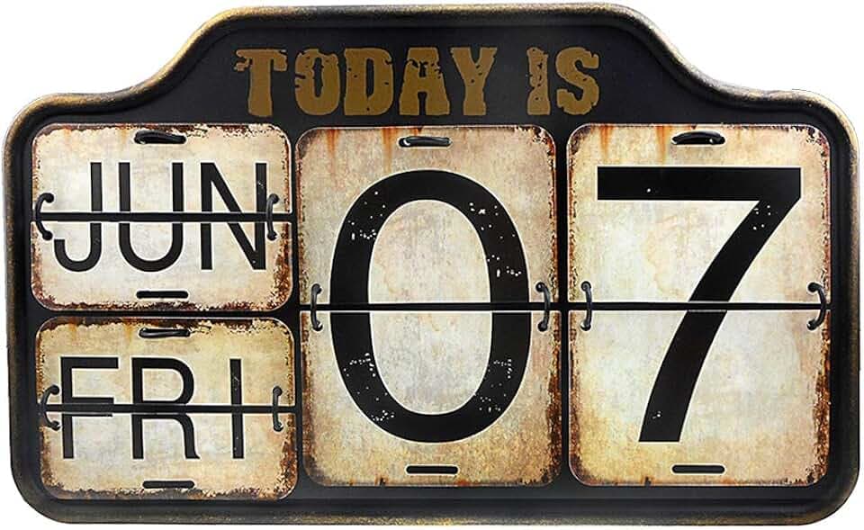 Metall Ewiger Kalender Eisen & PVC Wand Schreibtisch Kalender Flip Distressed Finish für Home Office Decor (M16Q-RL035)