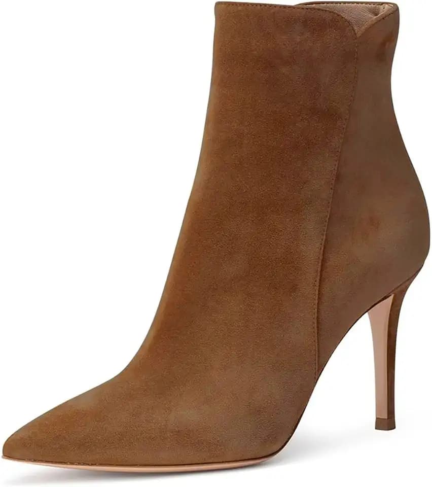 JANSEVEN Women's Heeled Ankle Boots Stiletto High Heel Booties Pointed Toe Comfortable Sexy Classic Short Boots