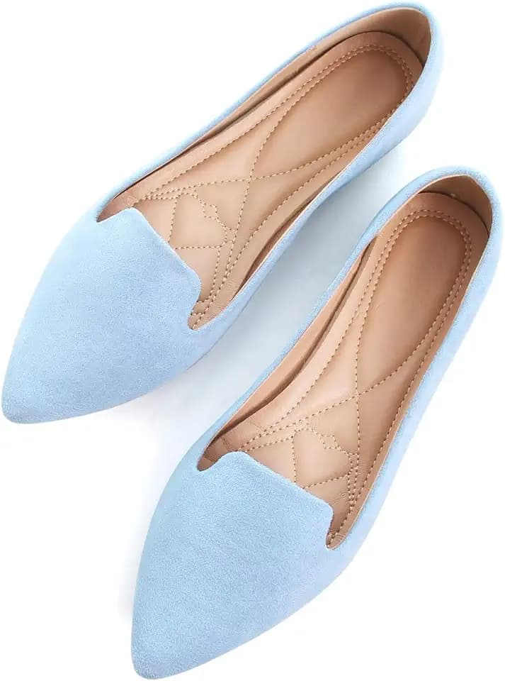 SAILING LU Women's Pointy Toe Ballets Flats PU Leather