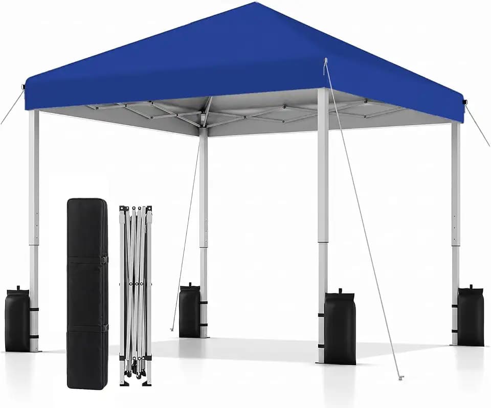 SANWAY 10x10 Pop Up Canopy Tent, One Push One Person Setup, Blue