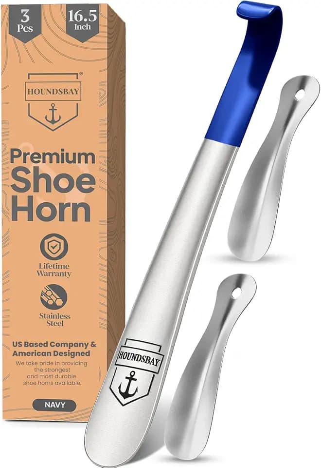 HOUNDSBAY Metal Shoe Horn Long Handle for Seniors, Heavy Duty Shoehorn