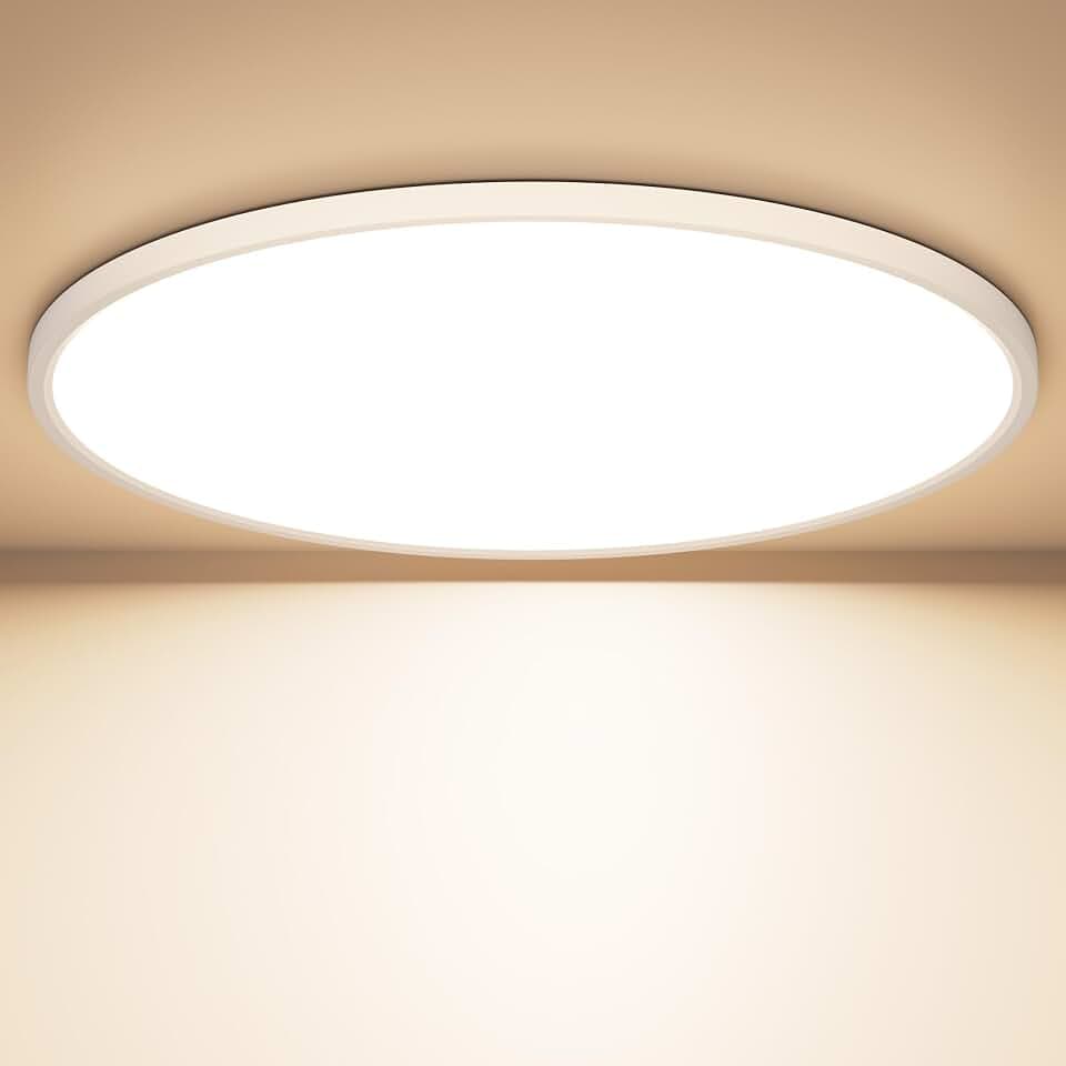 OUILA LED Deckenleuchte Flach Rund - Ø40CM Deckenlampe LED 36W 4000K 3600LM IP44 Wasserdichte Badezimmer lampe, Küchenlampe Deckenleuchte Neutralweiß für Küche Bad Schlafzimmer Flur Keller