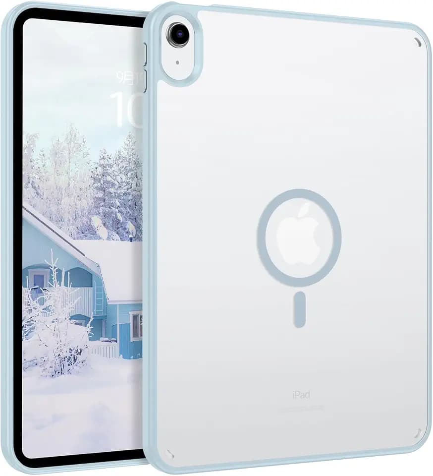 YINLAI Case for iPad (A16) 11th Generation 11 Inch 2025, iPad 10th Generation 10.9 Inch 2022 Magnetic [Compatible with Magsafe] Slim Translucent Matte Men Shockproof Protective Back Cover, Cyan Blue
