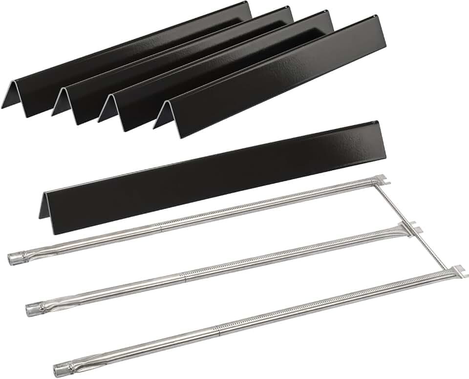 Leship 24.5" Flavorizer Bars & 34" Burner Tube Set Replace for Weber 7539 67722, Genesis 300 Series Genesis E-310 E-320 E-330 S310 S320 Grill with Side-Mounted Control