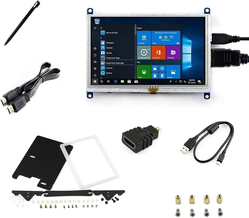 5 Zoll HDMI LCD B 800 x 480 Resistive Touch Screen TFT LCD Display HDMI Modul mit zweifarbigem Gehäuse für Raspberry Pi 3 Model B+/B/A+/A, Beaglebone Black Support Windows 10/8.1/8/7